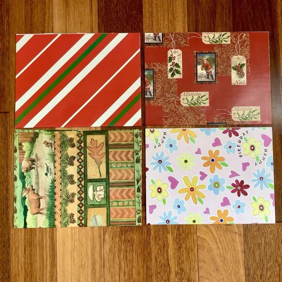 28 Sheets Christmas Birthday Wrapping Paper (30”x20”) + Stickers Snow Man Bird - Picture 5 of 9